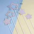 Décorations de gâteau en étoile à paillettes argentées avec motifs creux et pleins pour fête - Pack de 5 / Argent