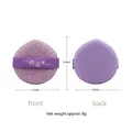 Purple two-sided makeup powder puff detail showing dimensions and textures for foundation - Dual-Sided Air Cushion Puff / OPP Bag / Purple
