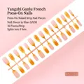 Detailed view of 30pcs yellow gradient French tip press-on nails for nail salon use - Mango Pomelo Sago French Gradient Style (S209-T) / 30 Pieces/Strip (Includes XS/S/M Sizes)
