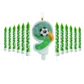 Juego de velas de cumpleaños de fútbol con número 9 para decoración - Set Número 9 Fútbol