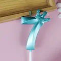 Elegante vela de cumpleaños número 7 azul metalizado con corona 3D para decoración de fiesta - Corona Número 7 / Azul claro