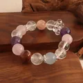 Natürliches Kristallarmband mit blauen, rosa und weißen Quarzperlen als SKU-Variante - Multi-Schatz Armband Stil 3 / bunt