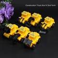 Lot de 6 petits véhicules de chantier en plastique jaune pour gâteaux - Série de Véhicules de Chantier / Ensemble de 6 pièces