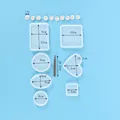 Detailed dimensions of various geometric DIY resin molds for jewelry making crafts - 18 Items (84008)