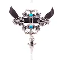 Aufwendiger gotischer Halsreif in Silber mit türkisen Steinen und Kreuz für Halloween - Choker-Halskette (31#) / Blau
