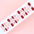 Set of 30 burgundy and pink star gradient press-on nails available in sizes XS, S, M - Sweetheart Starlight Style (S130-T) / 30 Pieces/Strip (Includes XS/S/M Sizes)
