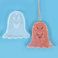 Ghost shaped silicone mold with finished resin piece for DIY Halloween pendant crafts - Ghost Mold (60-985-D)