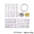 Comprehensive 229pcs DIY epoxy resin jewelry mold set with silicone molds and metal pins - 213 Items (75081)