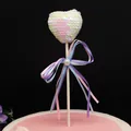 Iridescent sequin heart cake topper with colorful ribbons for birthday party - Heart Topper / White