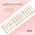 Detailed macro view of 30 pieces glitter nude gradient press-on nails on a strip holder - Nude Silver Gradient Glitter Style (S237-T) / 30 Pieces/Strip (Includes XS/S/M Sizes)