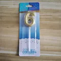 Vela de cumpleaños número 6 dorada premium para decoración de pasteles en su empaque original - Número 6 / Dorado