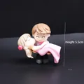 Cute miniature couple figurines for wedding gifts and cake decoration, 5.5cm height - Bride Carrying Couple (Blue and Pink)