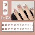 Detailed view of 24pcs press-on nails featuring 3D rose relief and silver glitter gradient. - 24 Pcs/Set / Nude Pink Embossed Rose Glitter French Style (D408)