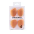 High-quality 4-pack of orange slanted-cut non-latex makeup sponges in clear gift box - Unisex Style / Set of 4 / Orange