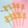 Adorno de pastel con signo de dólar dorado para decoración de repostería de cumpleaños - Signo de Dólar / 10 Piezas/Paquete (5cm) / Dorado