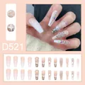 Faux ongles longs cercueil avec pointes françaises, breloques serpent et strass. - Style Français Motif Serpent (D521) / 24 Pièces/Ensemble