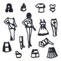 DIY fondant koekjessnijders set met diverse vrouwelijke figuren en kledingstukken vormen - Mode Mens Serie (83014) / 13-delige set