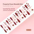 Red and white floral press-on nails set 30pcs pre-finished manicure nails in XS S M sizes - Red And White Plum Blossom Blessing Style (S148-T) / 30 Pieces/Strip (Includes XS/S/M Sizes)
