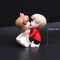 Miniature kissing couple figurines for wedding cake topper decoration, 5.6cm height - Hugging Couple (Red and White)