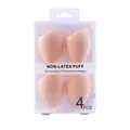 Pack of 4 soft peach latex-free slant-cut makeup sponges in professional clear box - Unisex Style / Set of 4 / Ivory
