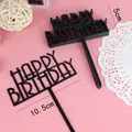 Set mit 10 schwarzen Acryl-Happy Birthday-Kuchensteckern für elegante Party-Dekoration - Geburtstag C Schwarz Stil
