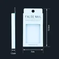 Detailed dimension view of white professional false nail packaging box with clear window - White English Printed Box (13.5*7*1.5) / Thickened