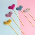 Juego de adornos de cuero para tartas con forma de corazón en colores metálicos - Corazón Multicolor (5 Piezas)