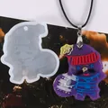 DIY Christmas bear silicone resin mold with finished purple glitter pendant example. - 60-918 White (Cartoon Pendant)