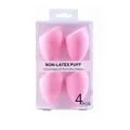 Set of four pink slanted non-latex makeup sponges presented in a transparent box - Unisex Style / Set of 4 / Pink