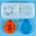 Molde de silicona para espejos de maquillaje de resina DIY con rosa y concha - Rosa (60-898) / Molde para Espejo Compacto