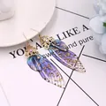 Schmetterlingsflügel-Ohrringe in Blau und Violett mit Goldfolie. - Goldfolie - Blau