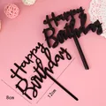 Eleganter schwarzer Acryl Happy Birthday Kuchendeckel für Party-Deko, Größe 8x12cm Details - Geburtstag D Schwarz Stil