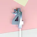 Vela de cumpleaños número 4 azul metálico con corona para decoración de fiesta - 4 / 1 Pieza / Azul