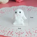 Miniature white bunny figurine for micro landscape and cake decor 3cm size detail view - Long Eared Bunny