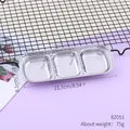 Stainless steel 3-compartment dipping sauce dish with detailed dimensions and weight - 82051 Three Compartments