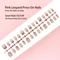 Pink leopard print press-on nails set with 30 pieces in XS/S/M sizes - Pink Leopard Print Style (S202-T) / 30 Pieces/Strip (Includes XS/S/M Sizes)