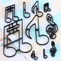 Zwarte DIY-bakvormen in de vorm van muzieknoten voor fondantkoekjes en taartdecoratie - Muzieknoot Serie (83010) / 10-delige set