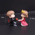 Handcrafted miniature wedding couple figurines for cake toppers 5cm and 5.5cm height - Crown Proposal (Red)