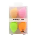 Set of four multi-colored non-latex beauty sponges with oblique cut in transparent box - Unisex Style / Set of 4 / Multicolor
