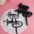 Schwarzer Happy Birthday Tortenaufsatz aus Acryl 11cm Höhe für Backdekorationen - Vertikal HB Schwarz Stil