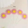 Set of 5 pink non-woven fabric sunflower cake toppers with 5cm diameter flower heads - Sunflower / 5 Pieces / Pink