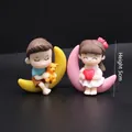 Miniature couple figurines on crescent moons for cake decoration and wedding gifts, height 5cm - Moon Couple Ornament