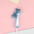 Vela de cumpleaños número 1 corona azul con efecto metálico para tarta - 1 / 1 Pieza / Azul
