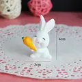 Miniature white rabbit figurine holding a carrot with 4cm height and 3cm width - Rabbit with Carrot
