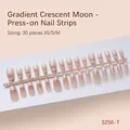 Premium 30pcs Gradient French Press-on Nail Strip in Nude Pink Finish for Manicure - French Crescent Style (S256-T) / 30 Pieces/Strip (Includes XS/S/M Sizes) / Nude Pink