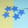 Set de cinco adornos de pastel de estrella de espuma azul, decoraciones de 4,3 cm de ancho - Estrella / 5 Piezas / Azul marino