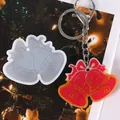 Christmas bell silicone mold for DIY resin art with a red glitter keychain variant pendant - 60-939 White (Double Bells)