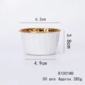 Caissettes à cupcakes en papier blanc avec bord doré, lot de 50 pour la cuisson de muffins - Bord Roulé Blanc Or K1001#D (50 Pcs) / 50 Pièces