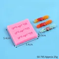 Pink small flower and heart silicone fondant mold with product dimensions and weight - Flower Heart Strip (50-795) / 5.4cm / Pink