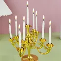 Retro gold plastic candelabra with 9 white spiral candles for festive party decoration - Bright Gold